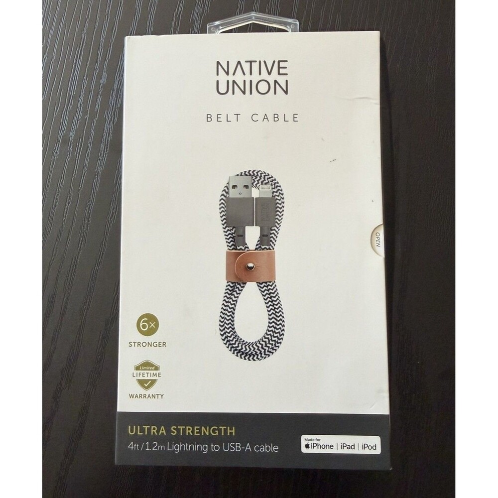 Native Union 4ft Braided Leather USB-A to MFi-Certified Lightning Cable